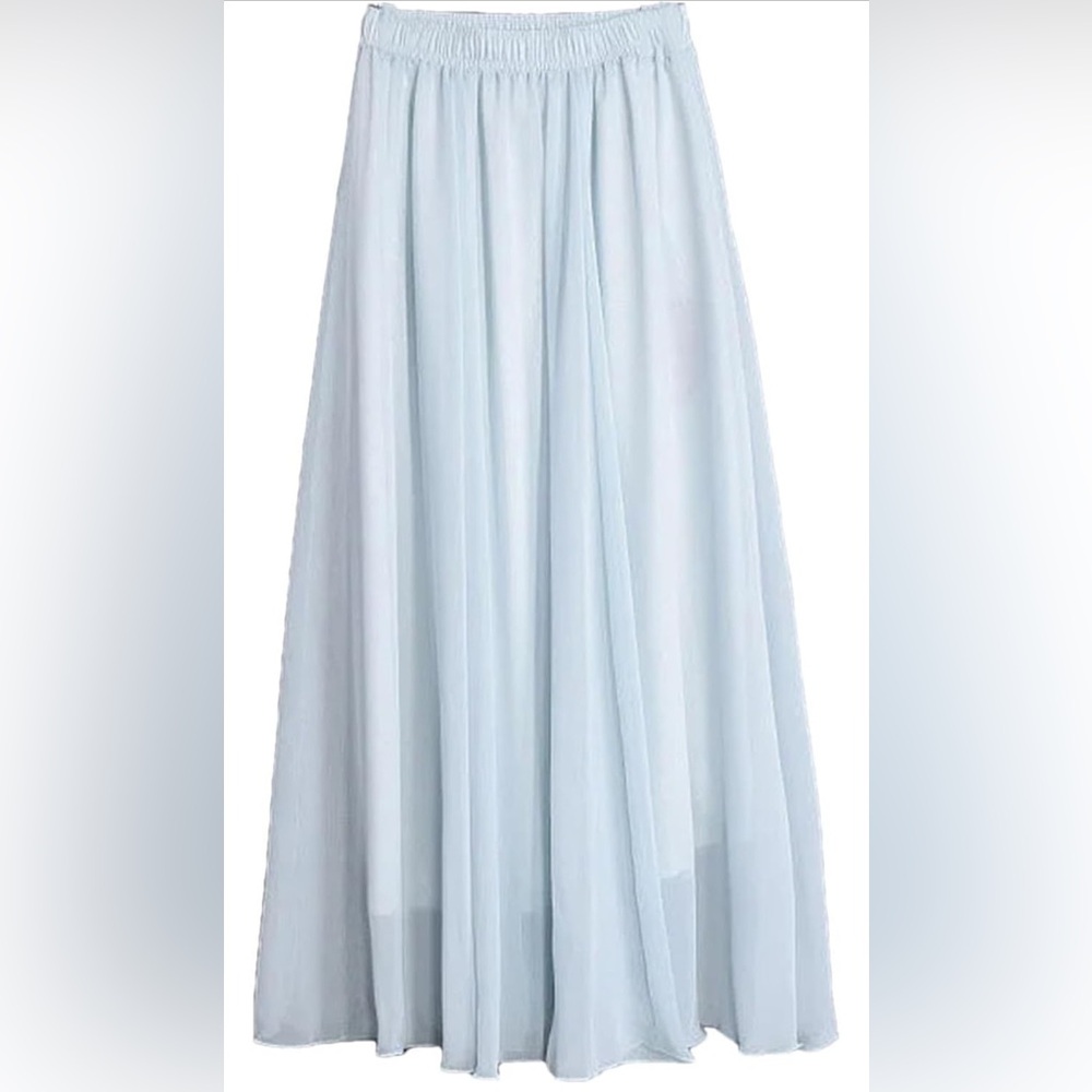 Elegant Light Blue A-Line Skirt